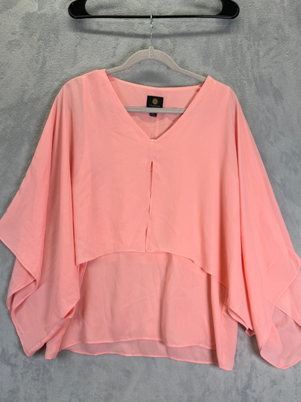 JM Collection Medium Top Soft Pink V-Neck Layered Tunic